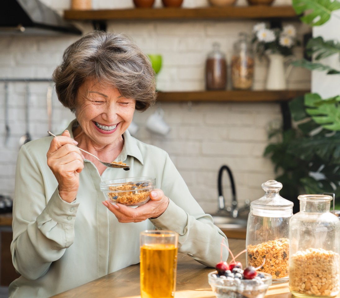 woman eating healthy food